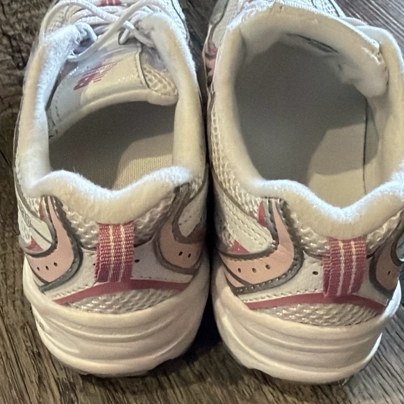 New Balance Kids Sneakers - White, Pink, and Silver - Picture 3 of 3